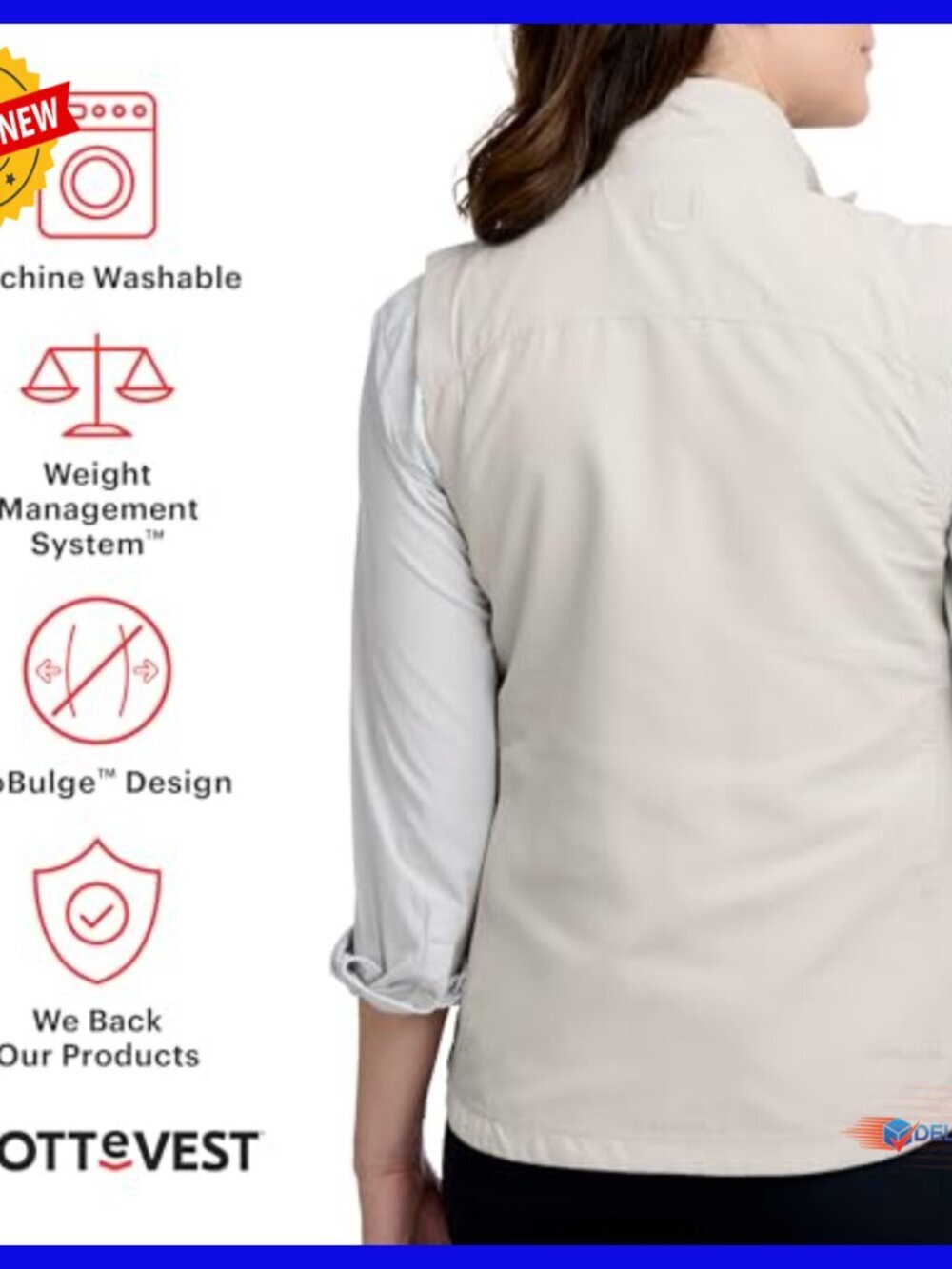 Lightweight Travel Vest with 16 Hidden Pockets, RFID Security, Women's - Picture 2 of 6